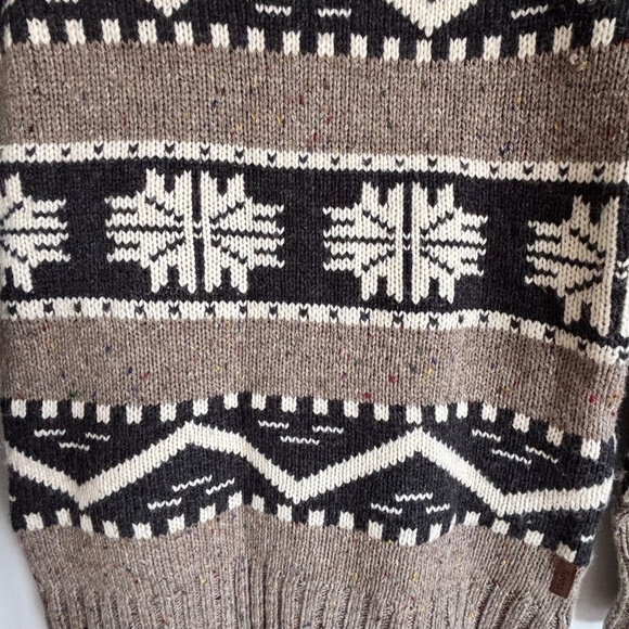 Roots shawl collar acrylic wool blend Cowichan sweater size small - Picture 5 of 15